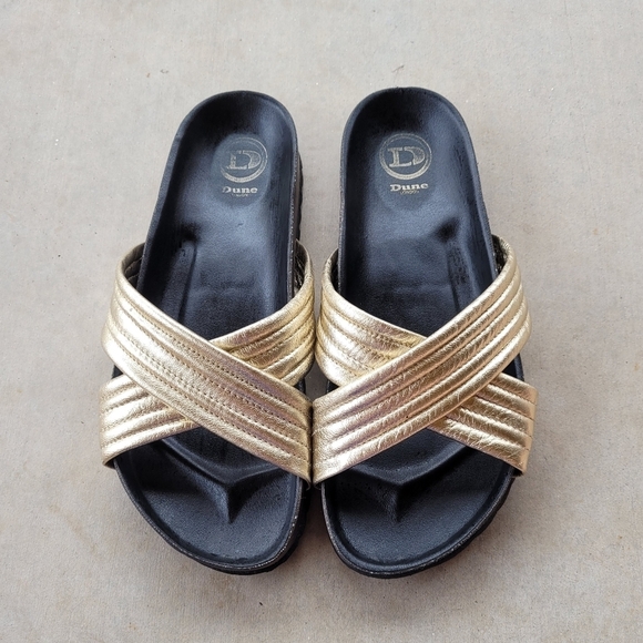 Dune London - Linate Gold Metallic Slip on Sandals - Picture 5 of 7